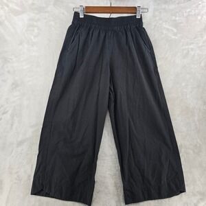 Lady Captain Women XS Candace Wide Leg Pants Black Cotton Elastic Waist Relaxed